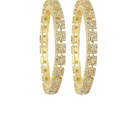 ZULKA Set of 2 Gold Plated Zircon Stones Pacheli Style Traditional Kada image 5