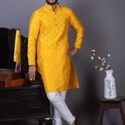 DEVOILER Men Regular Thread Work Kurta with Pyjamas image 3