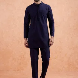 KISAH Men Mandarin Collar Regular Kurta With Trousers image 5