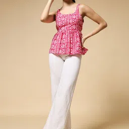 Istyle Can Women Batik Printed Scoop Neck Cotton Peplum Top-image-38
