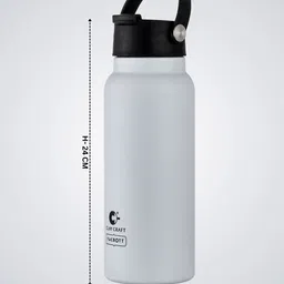CLAY CRAFT Vacbott White Brand Logo Printed BPA Free Double Wall Vacuum Water Bottle 700ML image 2
