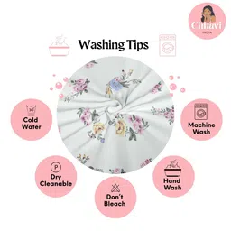 CHHAVI INDIA White & Green Printed Microfiber 210 TC Queen Bedsheet Set 2.50m x 2.25m image 4