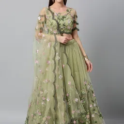 Piludi Embroidered Thread Work Semi-Stitched Lehenga & Unstitched Blouse With Dupatta-picture-18