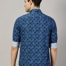 LEON Men Regular Fit Geometric Printed Spread Collar Casual Shirt image 4