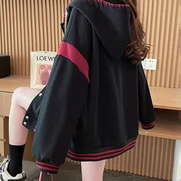 JC Mode Women Brand Logo Colourblocked Varsity Jacket with Embroidered image 3