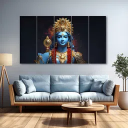 The Castle Decor Blue & Black 5 Piece Wood Other Wall Paintings-picture-15