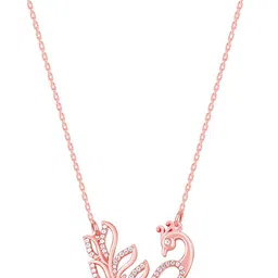 GIVA 925 Sterling Silver Rose Gold-Plated Contemporary Adwitiya Morni Necklace image 3