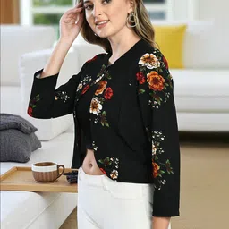 SFOTY Floral Printed Cropped Shrug image 4