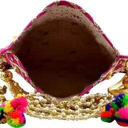 banithani Women Pink, Gold Potli image 4