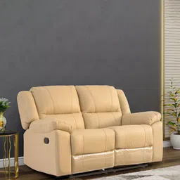 royaloak Nexus Leather Manual 2 Seater Recliner In Light Brown Colour image 1