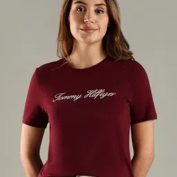 Tommy Hilfiger Brand Logo Printed Round Neck Cotton T-shirt-picture-29