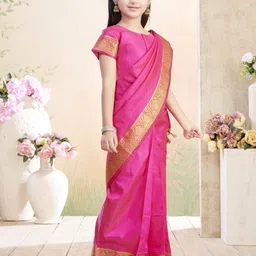 BAESD Girls Zari Banarasi Saree image 5