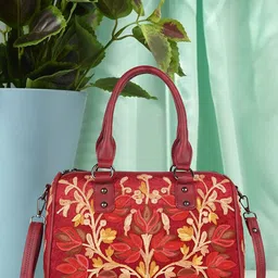 EVEDA Women Floral Embellished Structured Satchel with Quilted-picture-52