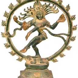 Exotic India Green & Beige Lord Nataraja Religious Brass Idol Showpiece-image-58