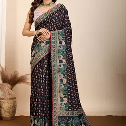 YAMUNE Ethnic Motifs Zari Jute Cotton Khadi Saree-picture-36