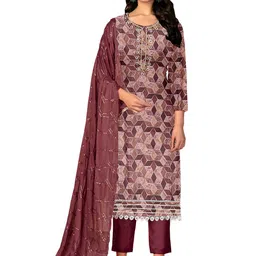 Maroosh Floral Printed Beads and Stones Unstitched Dress Material-image-77
