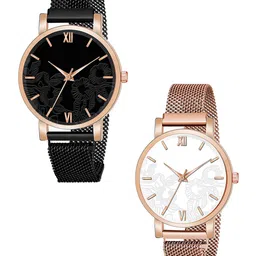 Gopal Shopcart Women Pack Of 2 Bracelet Style Straps Analogue Watch C36RG BLK WH RG M R1-picture-43