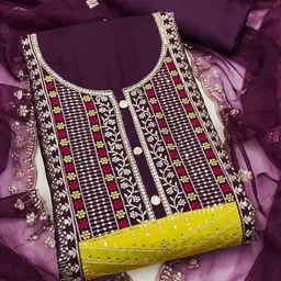 SHADOW & SAINING Embroidered Pure Cotton Semi-Stitched Dress Material-picture-26