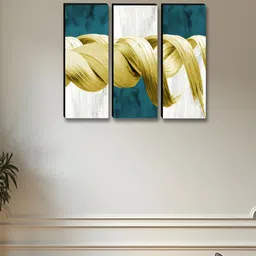 Aura White & Blue 3 Pieces Abstract Wooden Wall Art-image-90