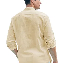 KNOWTED Mandarin Collar Roll-Up Sleeves Straight Short Kurta image 3