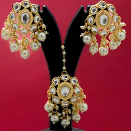 TISHUL JEWELS Gold-Plated Stones Studded & Beaded Jewellery Set image 4