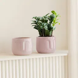 Claymistry 2Pcs Mauve Ceramic Face Shaped Planter-picture-19