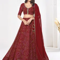 KALINI Printed Semi-Stitched Lehenga & Unstitched Blouse With Dupatta-picture-0