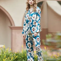 JC Collection Women Floral Printed Lapel Collar Night suit-picture-41