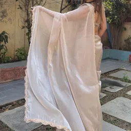 Peach Petals Beads and Stones Embellished Border Saree image 5