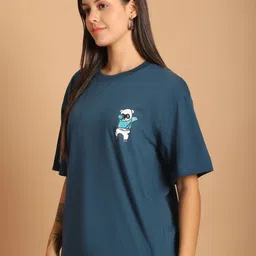 Tromko Women Pack of 2 Pink Panther Graphic Printed Round Neck Cotton Oversized T-shirts image 5