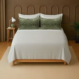 MAYFAIR HOMES LONDON White Pure Cotton 120 TC Super King Bedsheet Set 2.74m X 2.74 m-image-62