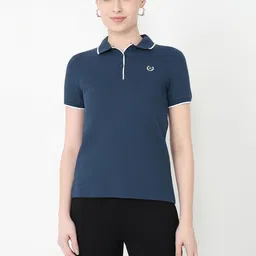 Kraus Jeans Women Polo Collar Slim Fit T-shirt-image-91