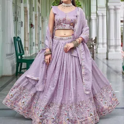 LeeliPeeri Designer Embroidered Ready To Wear Lehenga & Unstitched Blouse With Dupatta image 5