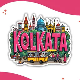 giftshala GIFTODAY Green & Pink Kolkata Printed Decorative Magnets image 3