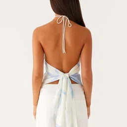 LULU & SKY Abstract Printed Halter Neck Backless Top image 3