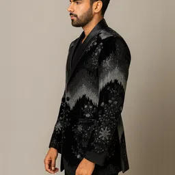 SHAHI ACHKAN Men Embellished Party wear Black Blazer image 3