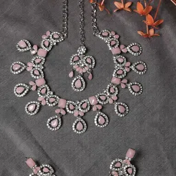 VATSALYA creation Alloy Gold- plated Pink Jewellery Set-picture-39
