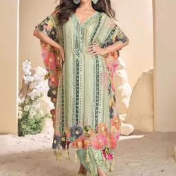 MYROR Embroidered V-Neck Tunic With Palazzo image 2