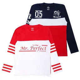 MIST N FOGG Boys Pack Of 2 Colourblocked Round Neck Long Sleeves Applique T-shirt image 2