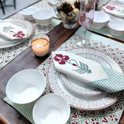 Feels Like Home Naksh Collection 6-Pcs White & Blue Printed Table Place MatsWithNapkin-picture-19