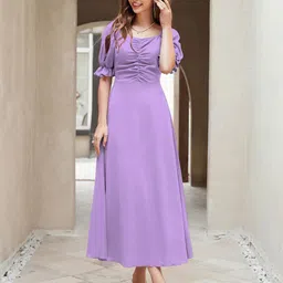 Sugathari Puff Sleeve A-Line Midi Dress image 4