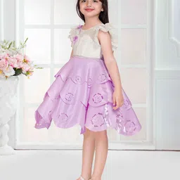 Tiny Kingdom Floral Print Flutter Sleeve Satin Fit & Flare Dress image 3