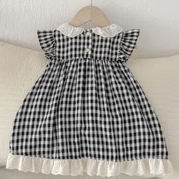 LULU & SKY Checked Flutter Sleeve Fit & Flare Dress image 2