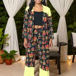 KYVO Owl Printed Shawl-Neck Blazer With Palazzo Co-Ords-picture-37