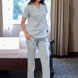 NAP STORY Women Striped Night suit image 3