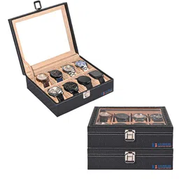 Kuber Industries 3-Pcs Black Premium 8-Slots Wrist Watch Organiser Box-image-31