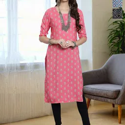 HERE&NOW Women Pack of 3 Ethnic Motifs Printed Daily Straight Kurtas-picture-29