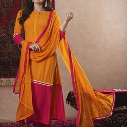 GoSriKi Round Neck Straight Kurta With Trouser & Dupatta-picture-28