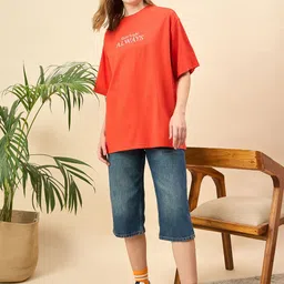 Mast & Harbour Women Printed Drop-Shoulder Sleeves T-shirt-picture-24