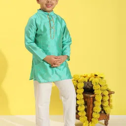 Cutiekins Boys Woven Design Kurta With Pyjamas image 4
